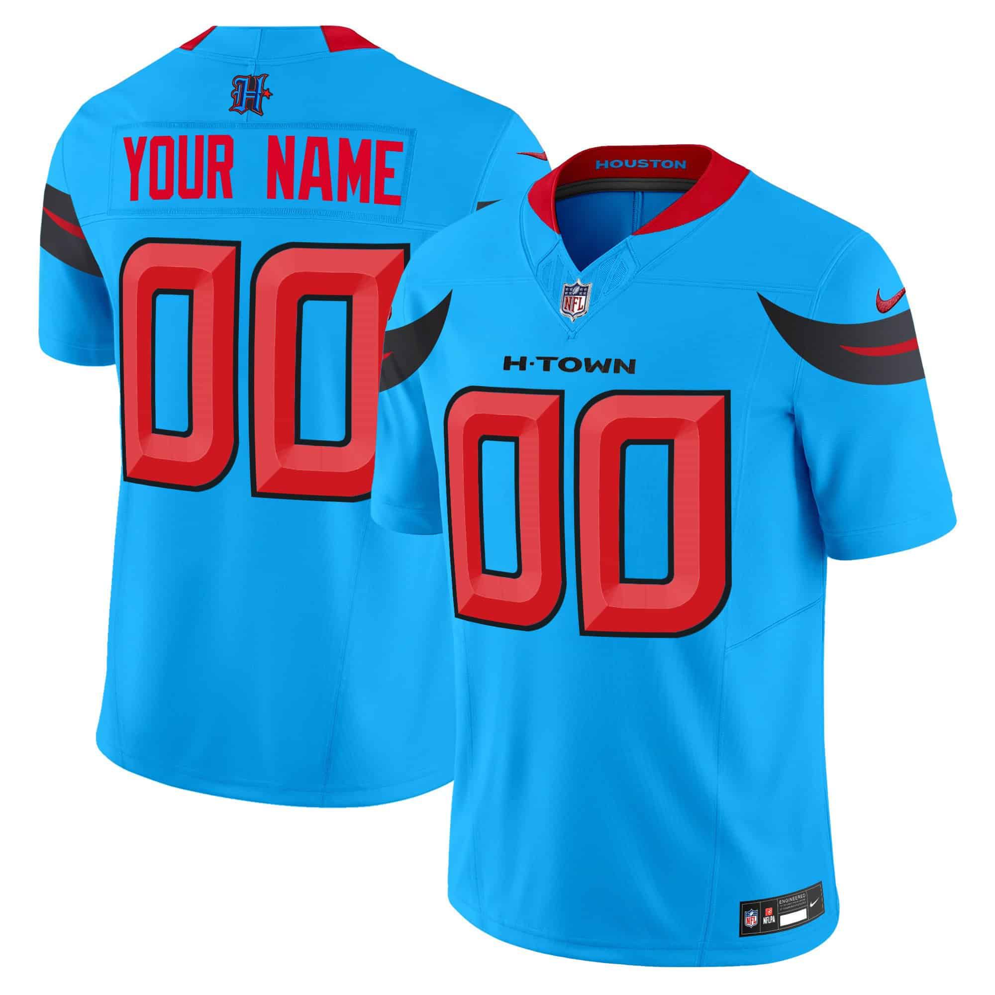 Men Houston Texans Light Blue 2024 Nike Vapor Limited Custom NFL Jersey